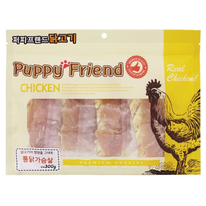 퍼피프랜드 사사미 강아지대용량간식 육포 애견 건조 간식 통닭가슴살, 300g, 1개 - 상품 이미지
