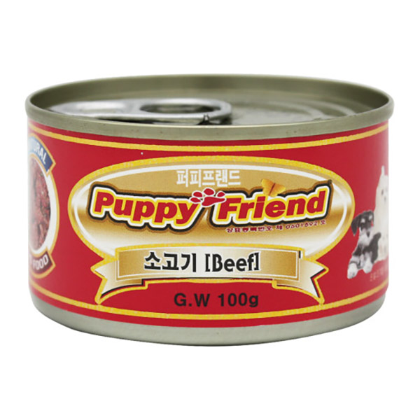 퍼피프랜드 강아지캔 강아지통조림 애견 습식 유동식 소고기(원형), 100g, 1개 - 상품 이미지
