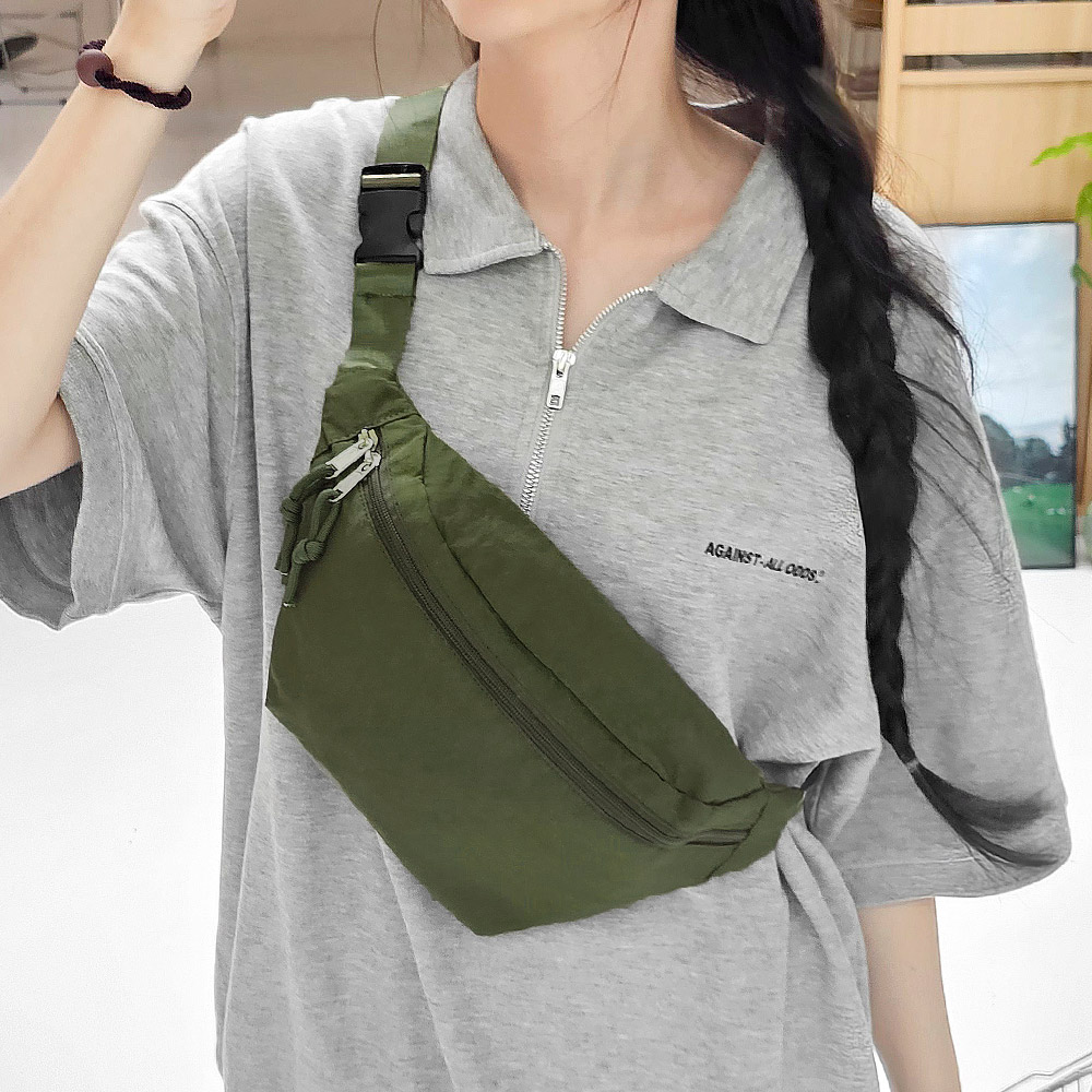 [1+1] 남녀공용 캐주얼 데일리 무지 경량 힙색 - 상세 이미지 2