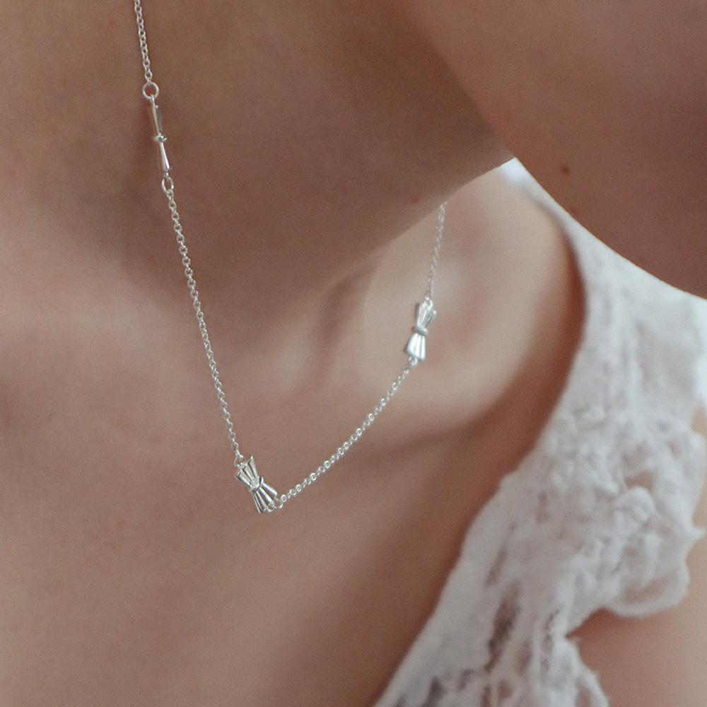 보우 링크 네크리스 실버925 리본 Bow Link Necklace - 메인 이미지