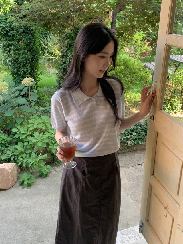 ストライプ半袖ボーダーニット | ファッション通販サイト NUGU