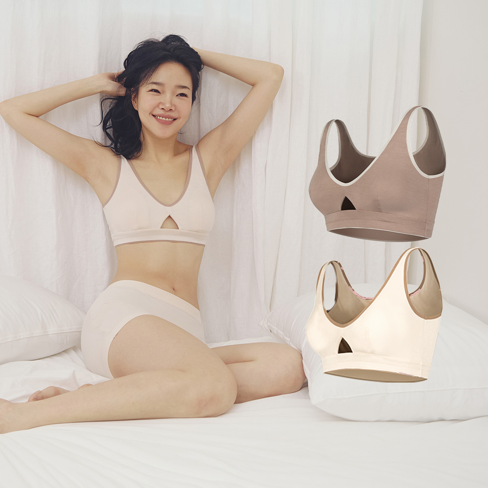 슬림9 심리스 릴렉스 수면브라 가슴처짐개선 옆가슴브라 보정속옷 2일팩