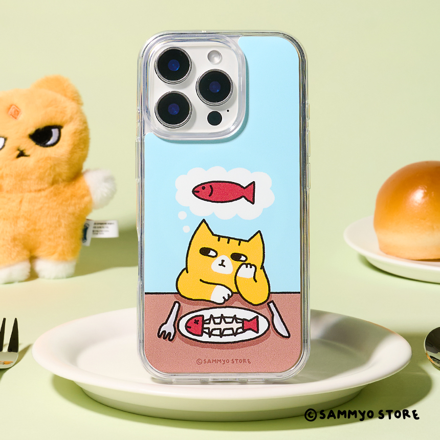 삼묘상점 다이어트는 글렀어 고양이 띠부띠부스킨 갤럭시/아이폰 케이스 부착용스킨 VC342 - 메인 이미지