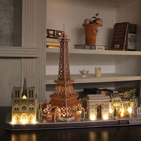 빌바오 3D입체퍼즐 시티라인 파리 LED 재미있는블럭 종이퍼즐 종이모형