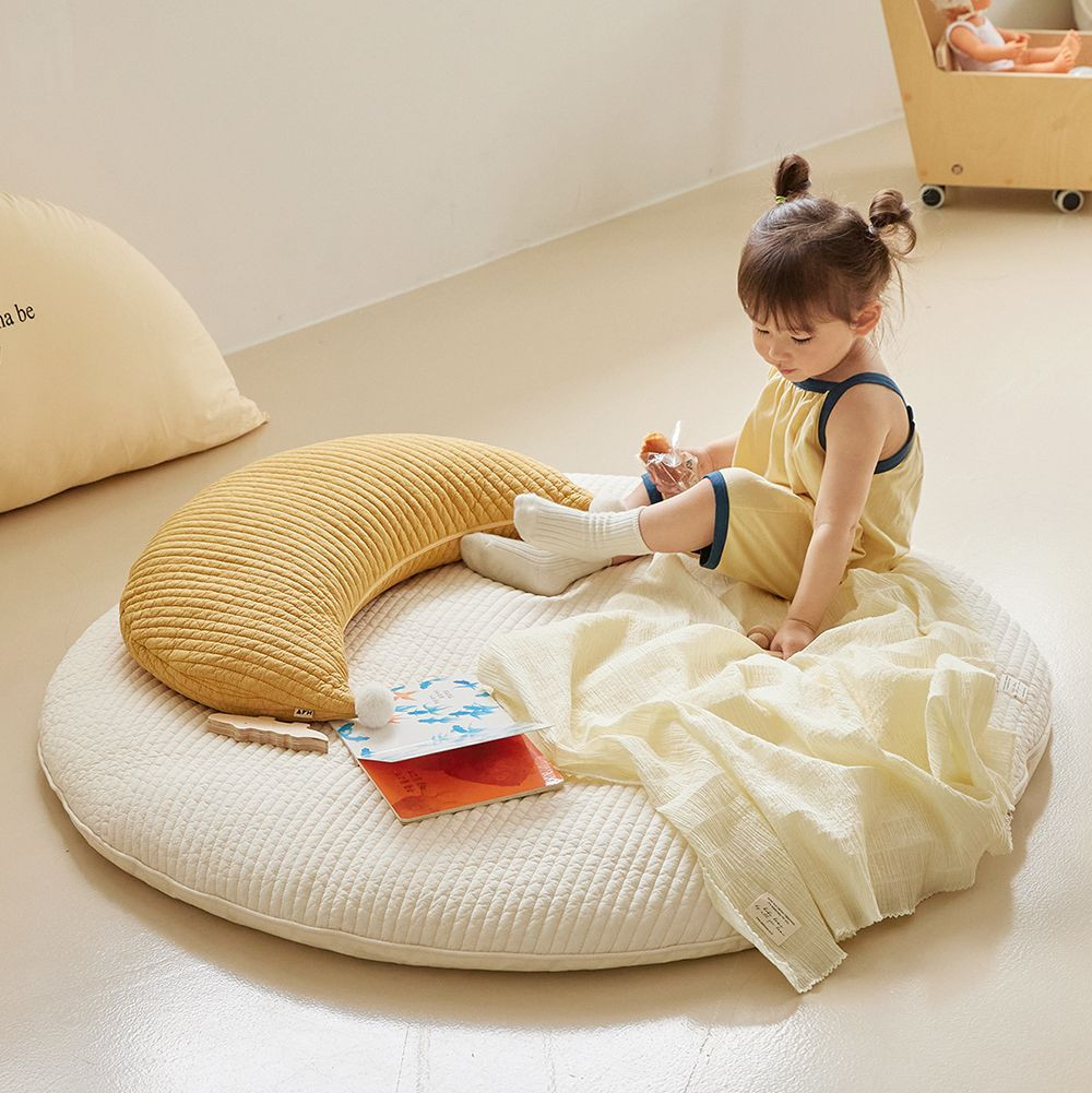 올포홈 100수 프릴 무형광 신생아 아기 유아 원형 러그 목화솜 놀이매트 분리형