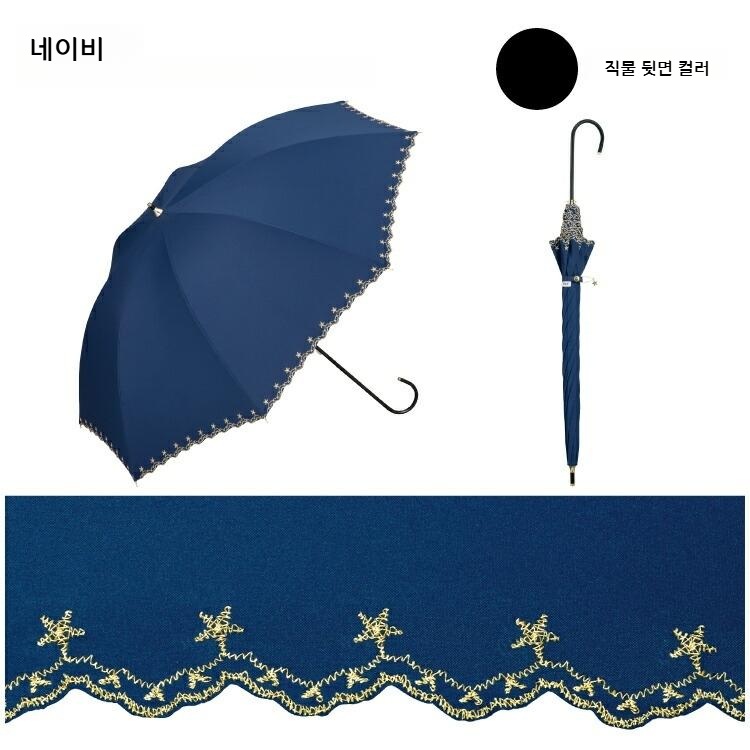 Wpc 골드 자수 장양산 여성용 우양산 일본양산 UV차단 블랙 - 상세 이미지 4