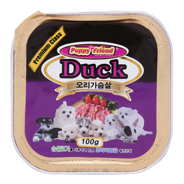 퍼피프랜드 강아지캔 강아지통조림 애견 습식 유동식 오리고기(사각), 100g, 1개 - 상품 이미지