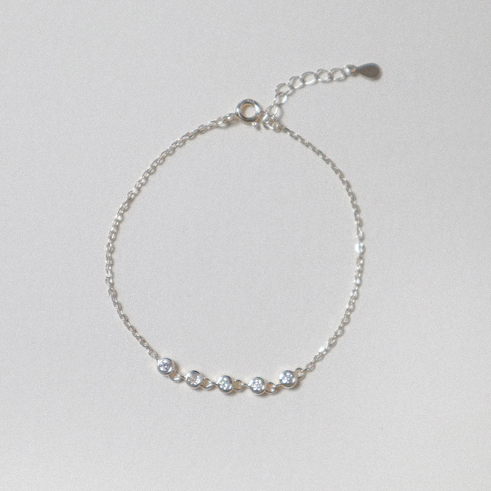라운드 큐빅 체인 팔찌 Round Cubic Chain Bracelet - 메인 이미지