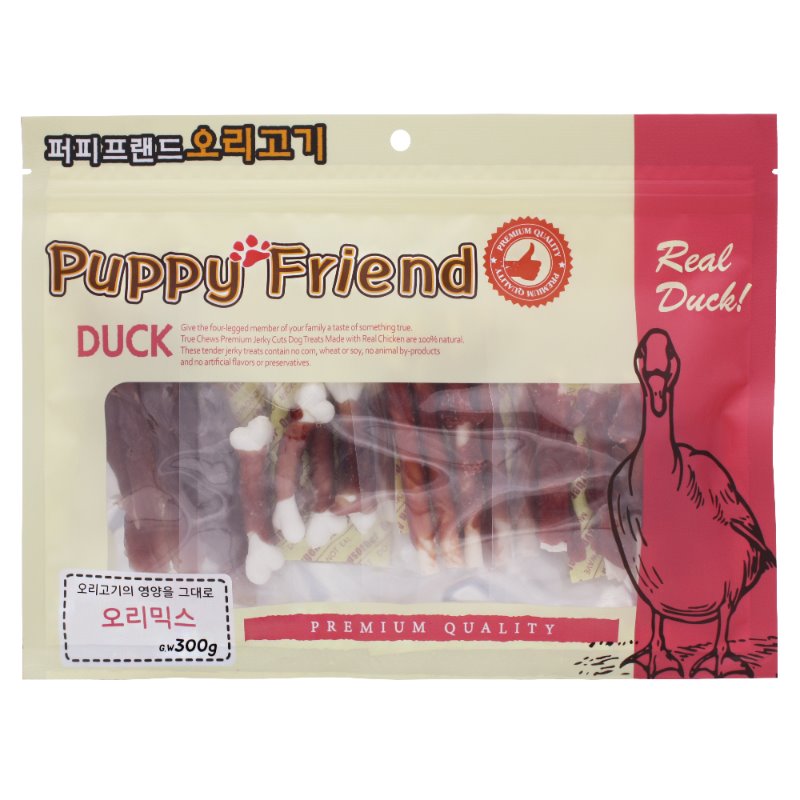 퍼피프랜드 사사미 강아지대용량간식 육포 애견 건조 간식 오리믹스, 300g, 1개 - 상품 이미지