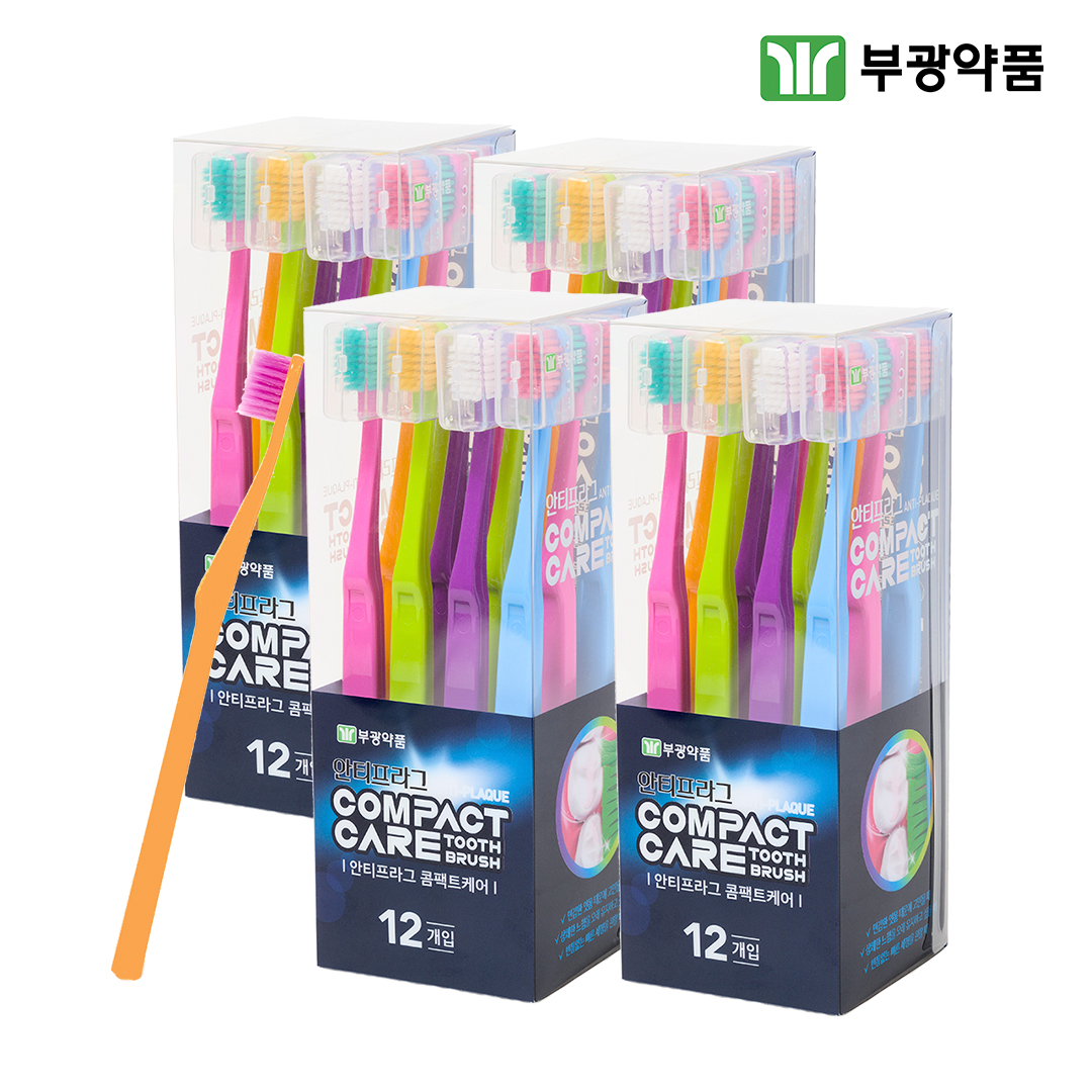 부광약품 안티프라그 콤팩트케어 칫솔 초극세모 12개입x4 - 메인 이미지