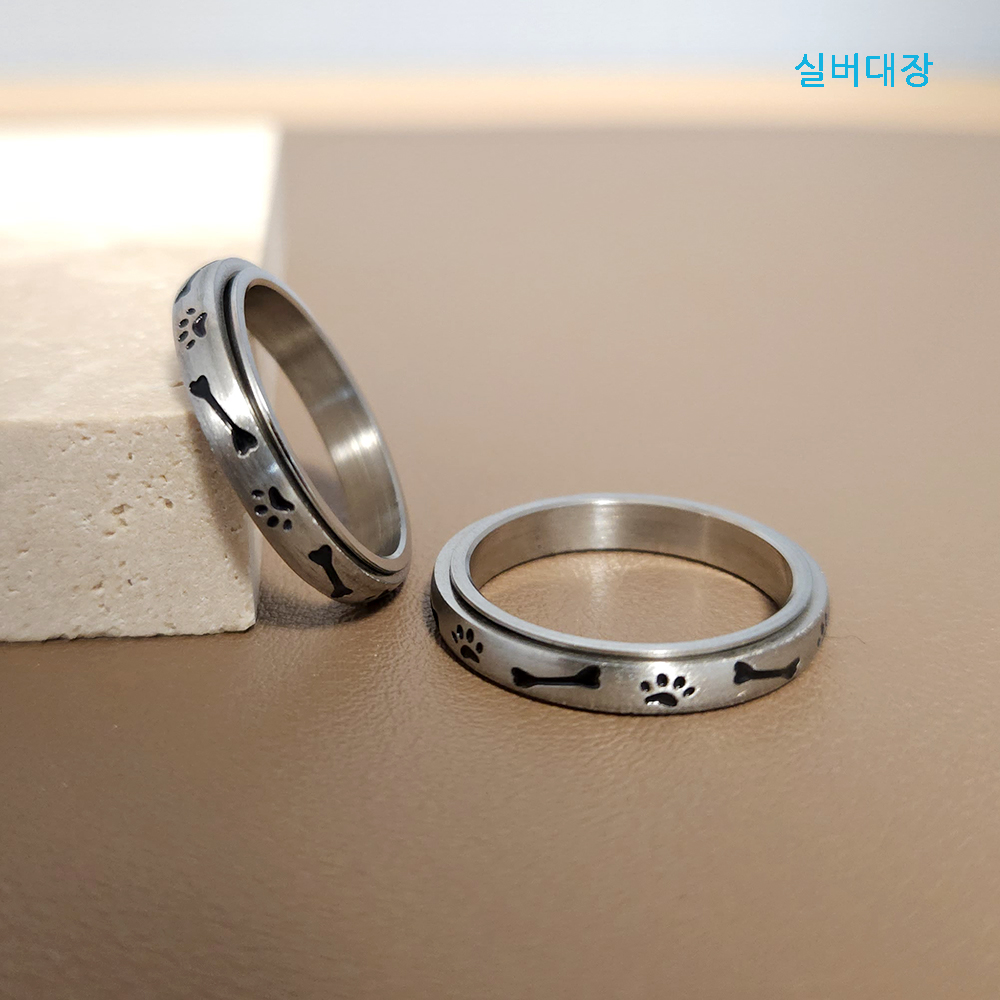 써지컬 스틸 회전 레이어드 링 실반지 커플 남자 여자 우정 패션 빈티지 엔틱 반지 - 상세 이미지 3