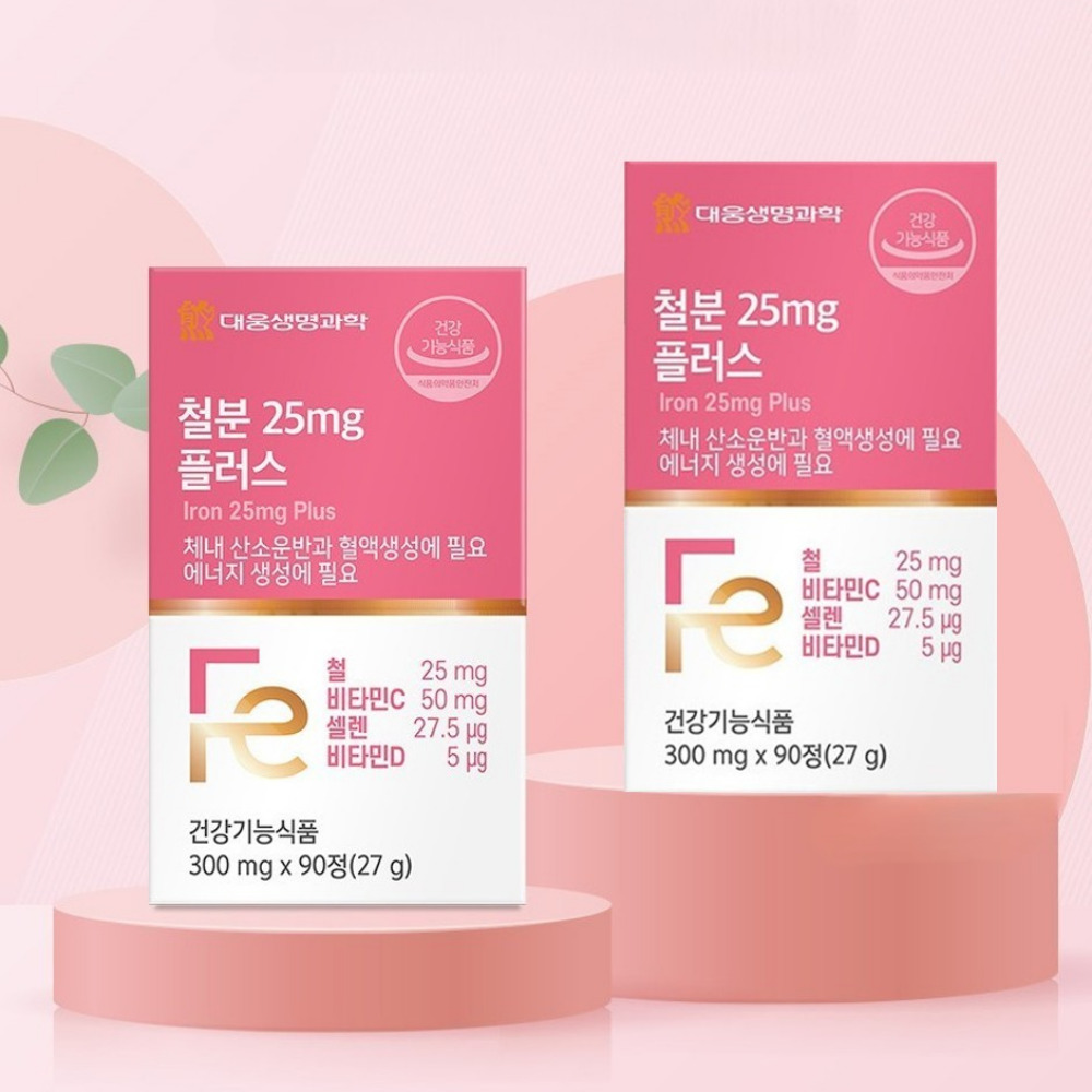 대웅생명과학 철분 복용시간 임산부 비헴첼 철분제 헴철 출산후 약3개월 90정, 2개 - 상품 이미지