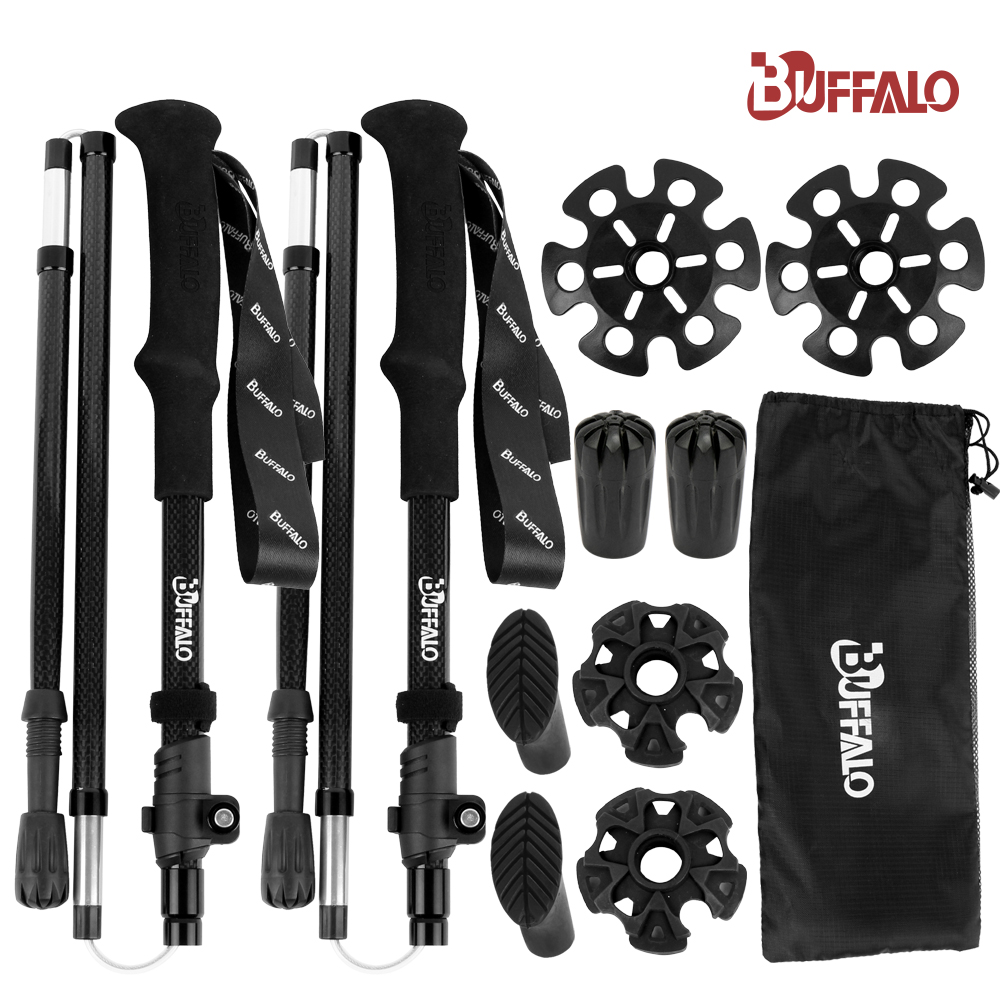 버팔로 카본 폴딩 초경량 접이식 5단 하이퍼 등산스틱 2개세트 트레킹