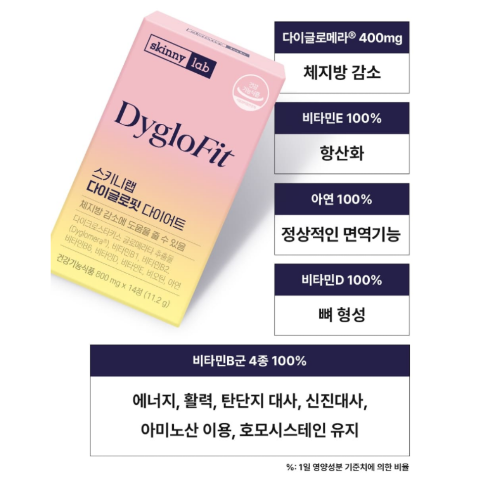 4박스 스키니랩 다이글로핏 다이글로메라 추출물 효능 체지방감소 기능 다이어트+차전자피 카테킨 1박스 - 상세 이미지 4