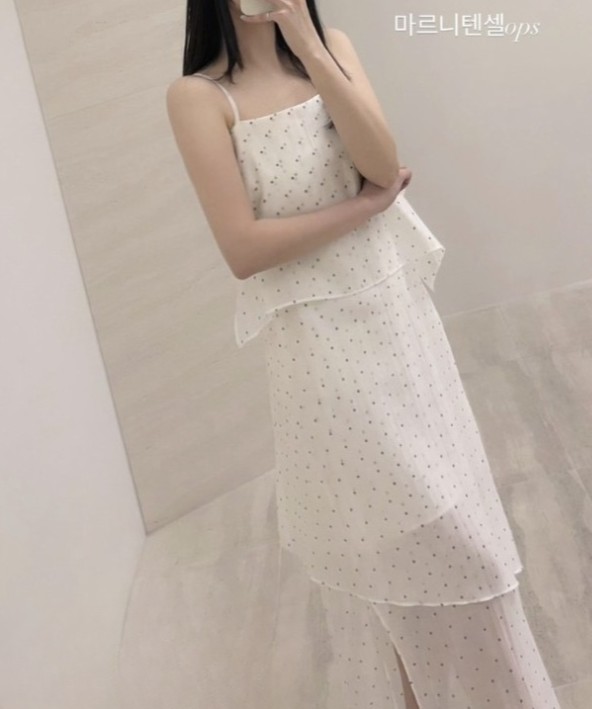 마스터피스 체크 마아르니 텐셀 끈 조절  뷔스티에 맥시 원피스 - 상세 이미지 3