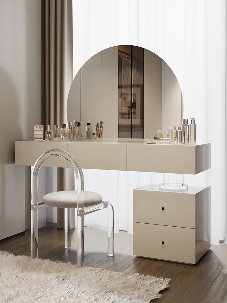고급화장대 조명 거울 미러 메이크업 수납 원형 화장대 - 상세 이미지 3