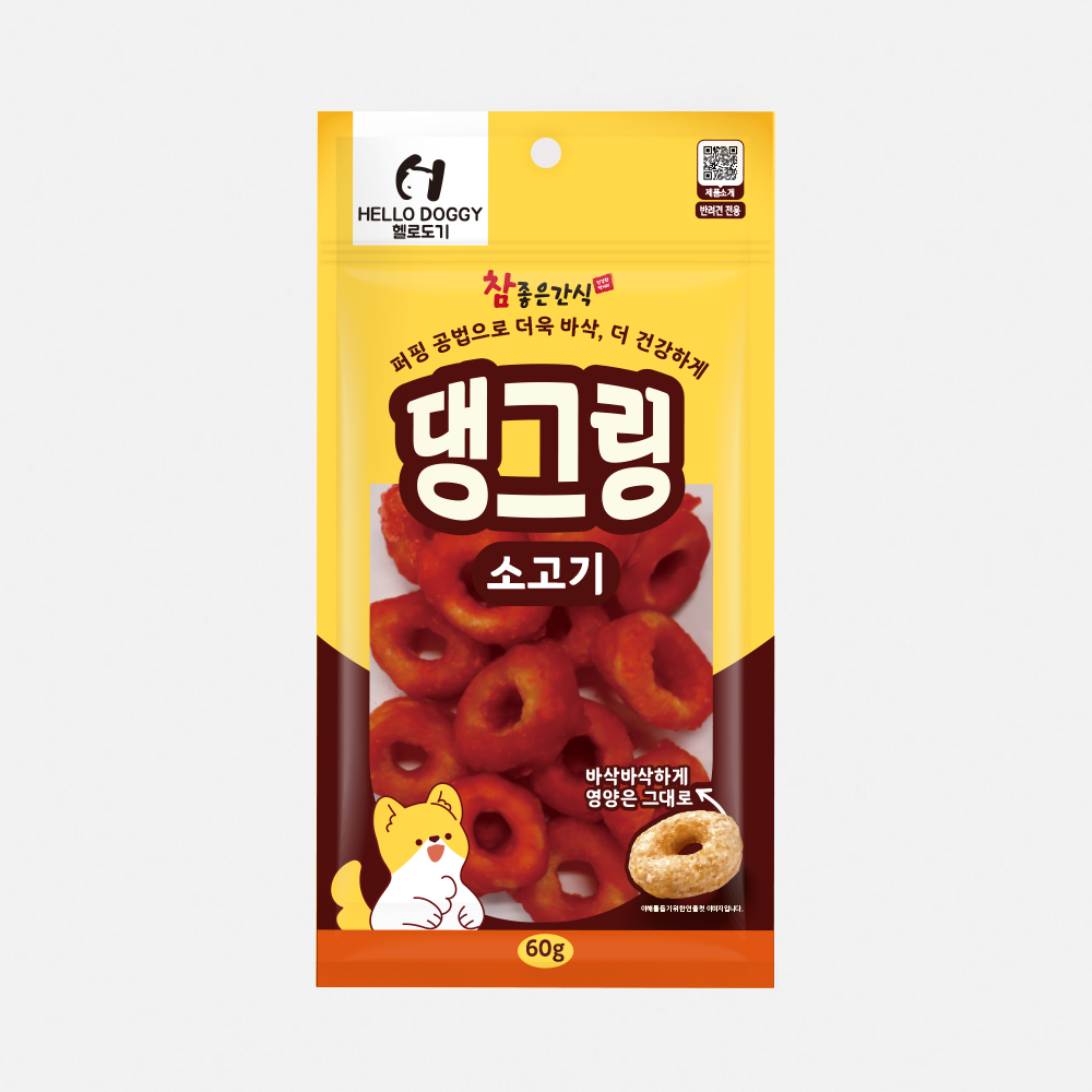 헬로도기 댕그링 강아지도넛 져키 훈련용 육포 노즈워크간식 소고기, 60g, 1개 - 상품 이미지