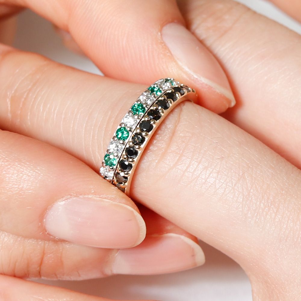 블랙 모이사나이트 반지 2미리 이터니티 풀 가드링 레이어드 우정 생일 선물 14K 18K - 상세 이미지 2