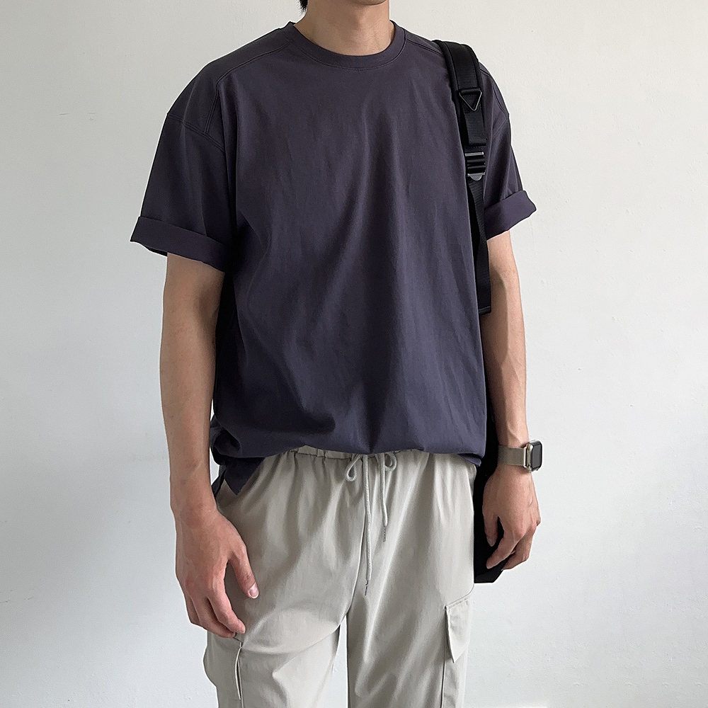 남자 반팔티 분또 절개 쿨 티셔츠 남자 오버핏 반팔 - 상세 이미지 3