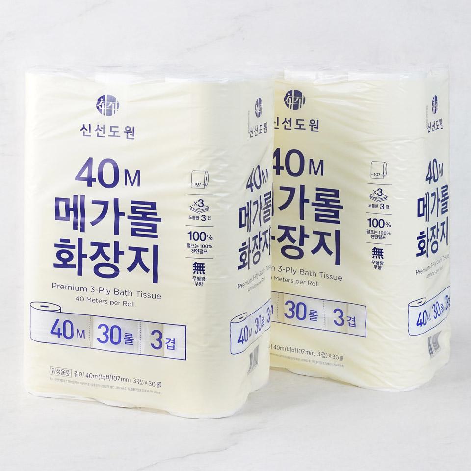 메가마트 신선도원 메가롤 화장지 40Mx30롤x2세트 - 상세 이미지 2