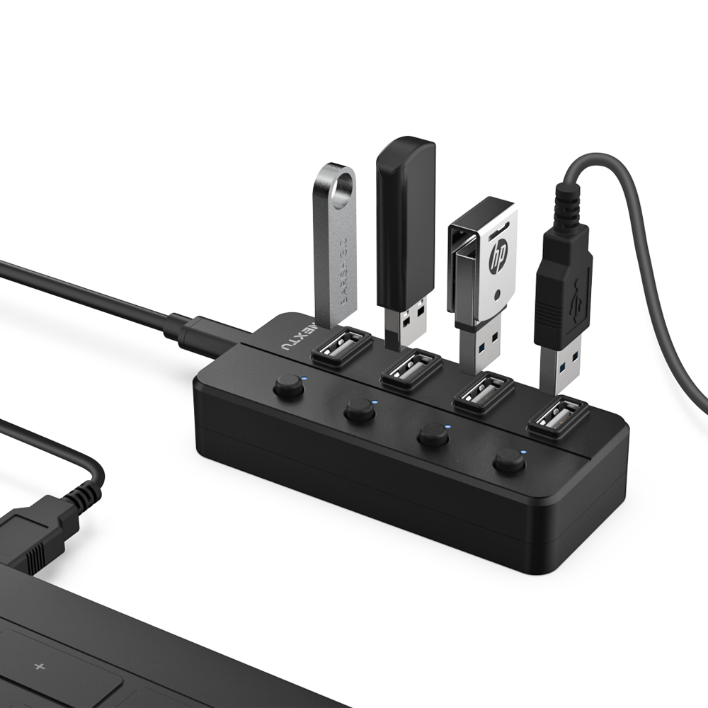 USB2.0 4포트 유전원허브 NEXT-704UHP+C타입 젠더 - 상세 이미지 2