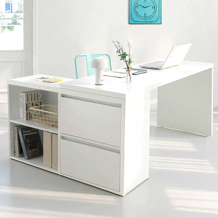 e스마트 와이즈 1인용 ㄱ자 책상세트 1400