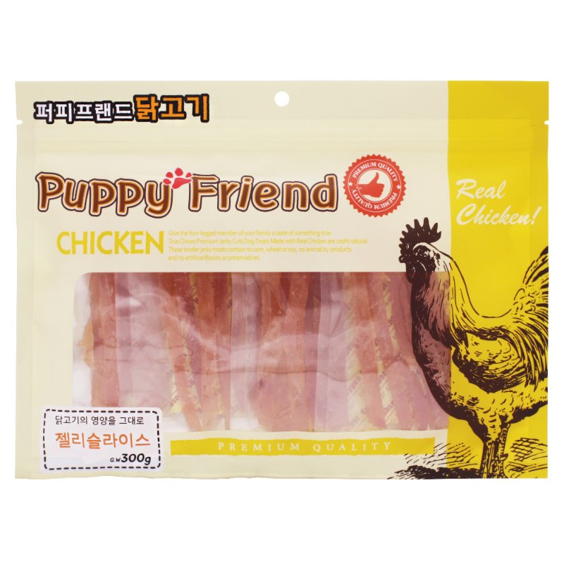 퍼피프랜드 사사미 강아지대용량간식 육포 애견 건조 간식 치킨젤리슬라이스, 300g, 1개 - 상품 이미지