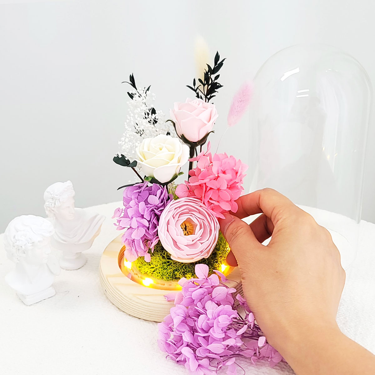 프리저브드 비발디 플라워 유리돔 만들기 DIY 키트 여자친구 꽃 선물 - 상품 이미지