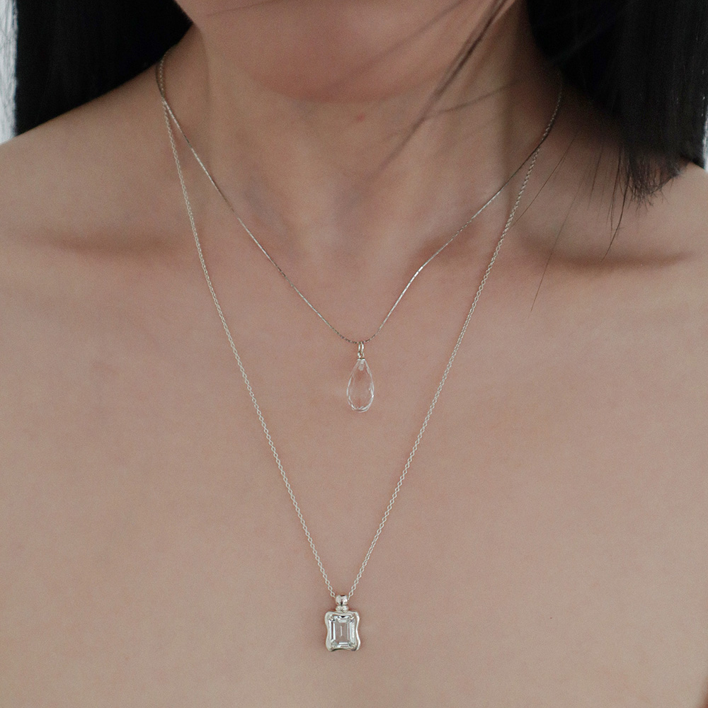 락 크리스탈 네크리스 실버925 백수정 Rock Crystal Necklace - 상세 이미지 2