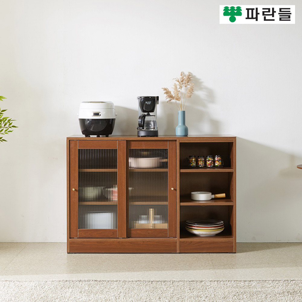 파란들가구 1200 유리문 미닫이도어 수납장 다용도수납장 - 상세 이미지 2