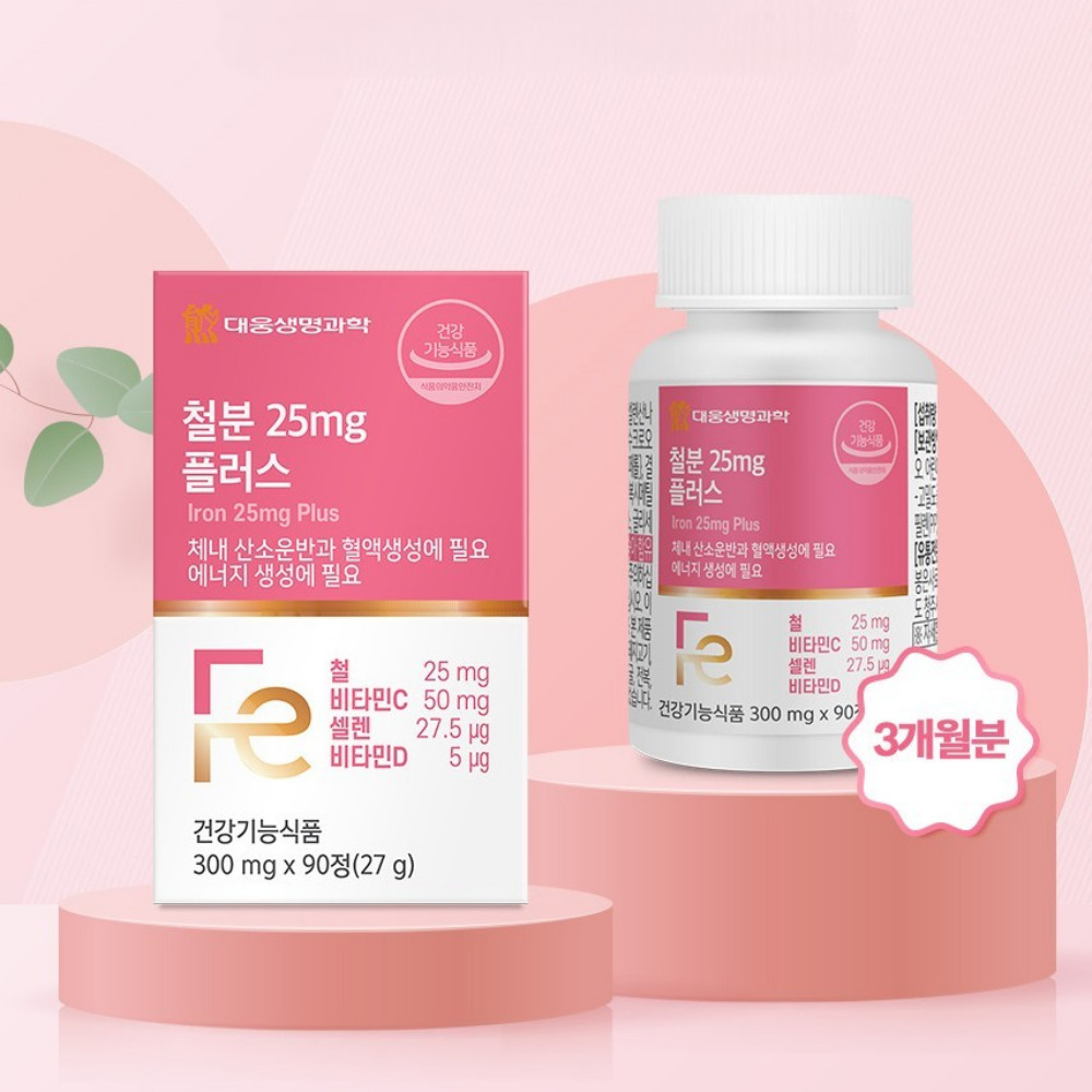 대웅생명과학 철분 복용시간 임산부 비헴첼 철분제 헴철 출산후 약3개월 90정, 1개 - 상품 이미지