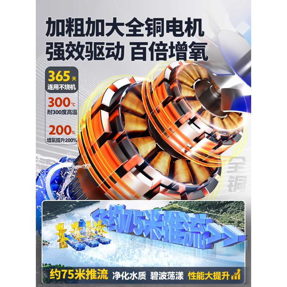 양식장 수차 물레방아 공기발생기 산소 공급 장비 1500W 220V 201 스테인리스 - 상세 이미지 2
