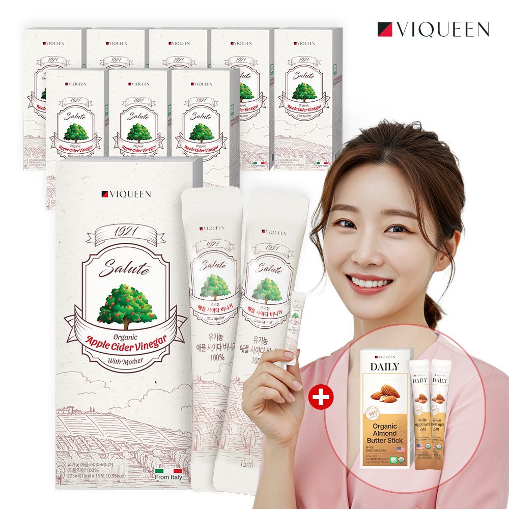 바이퀸 1921살루트 유기농 애플사이다비니거 애사비 1박스 x15포 225ml, 9개