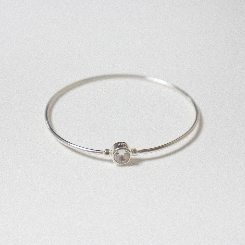 라운드 큐빅 뱅글 실버925 Round Cubic Bangle - 메인 이미지