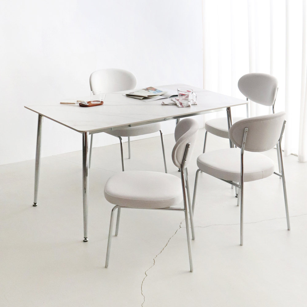 세바 세라믹식탁 세트 크롬프레임 사각형 4인용 식탁 포세린 1200 의자2 벤치