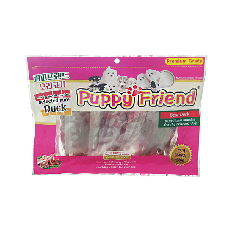 퍼피프랜드 강아지대용량간식 강아지닭가슴살 고구마 애견 건조 간식 오리꽈배기, 400g, 1개 - 메인 이미지