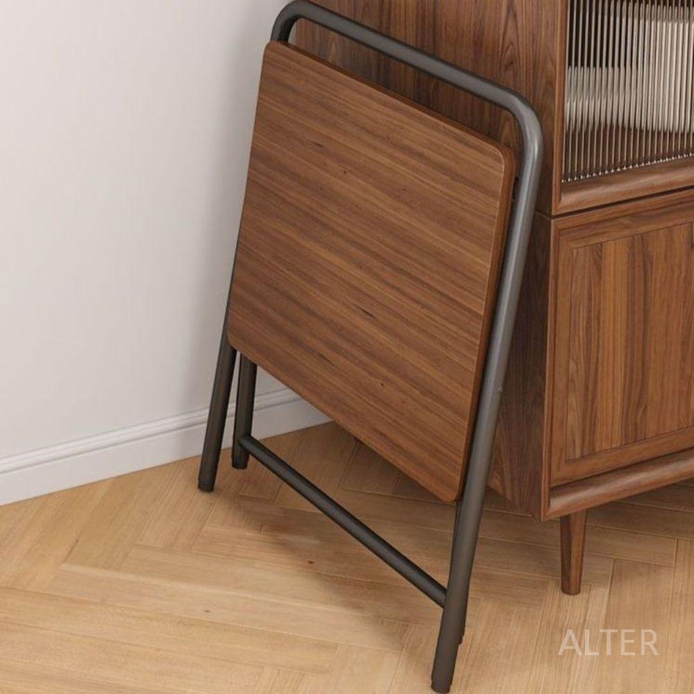 접이식 테이블 폴딩 식탁 원목 입식 입식테이블 책상 손잡이 단층 60x40cm 검정+갈색 - 상세 이미지 3
