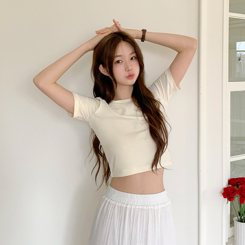 노엔브 크롭 반팔 티셔츠 ts4606 - 상세 이미지 3