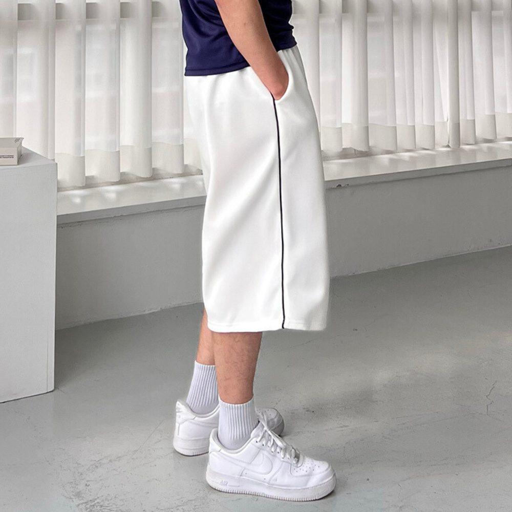 남자버뮤다팬츠 남자트랙팬츠 흰반바지 통큰바지 - 상품 이미지