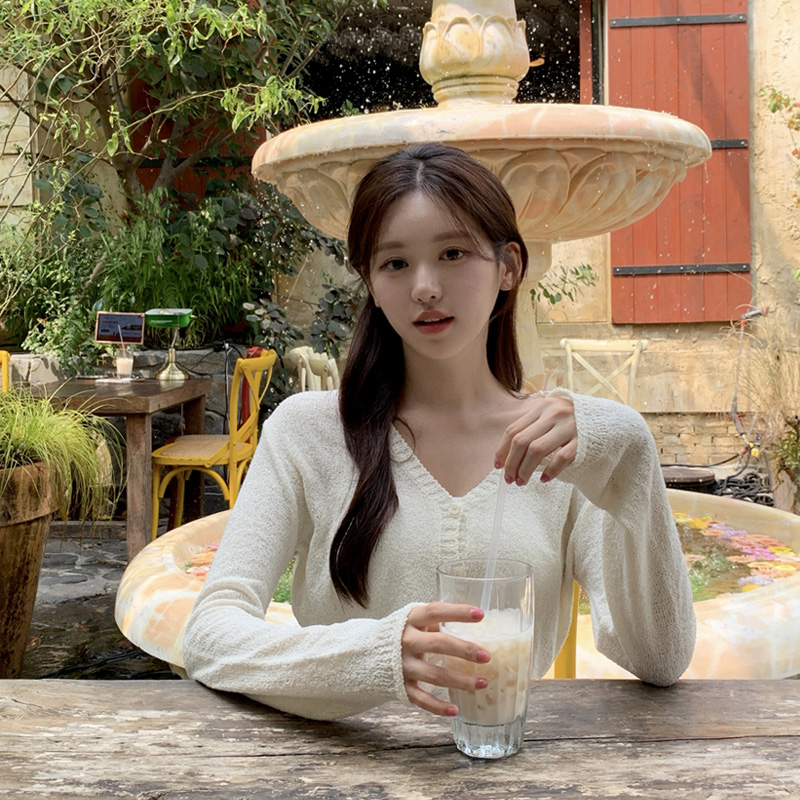 네르아 브이넥 크롭 가디건 cd2907 이미지 7