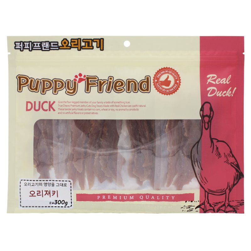퍼피프랜드 사사미 강아지대용량간식 육포 애견 건조 간식 오리져키, 300g, 1개 - 상품 이미지