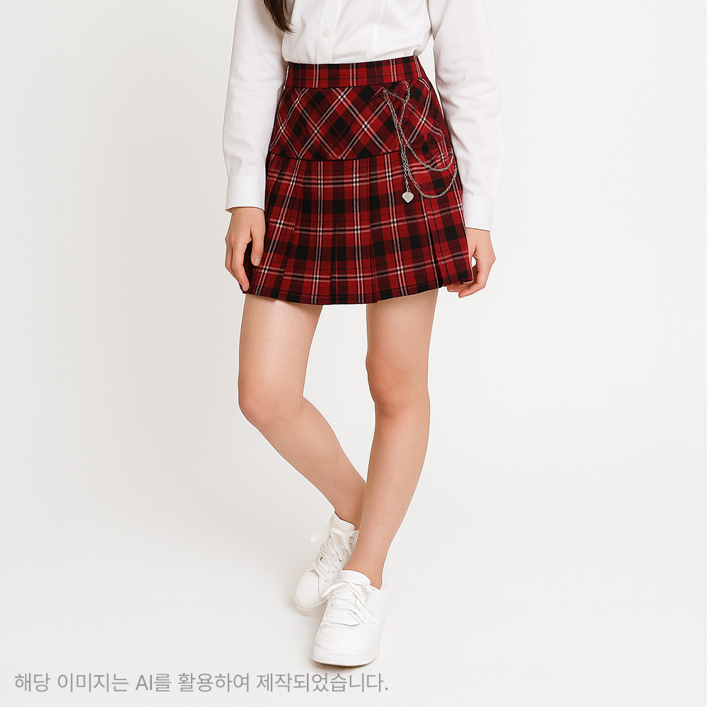 더데이걸 체인장식 플리츠 스커트 TGWH25304 - 상품 이미지