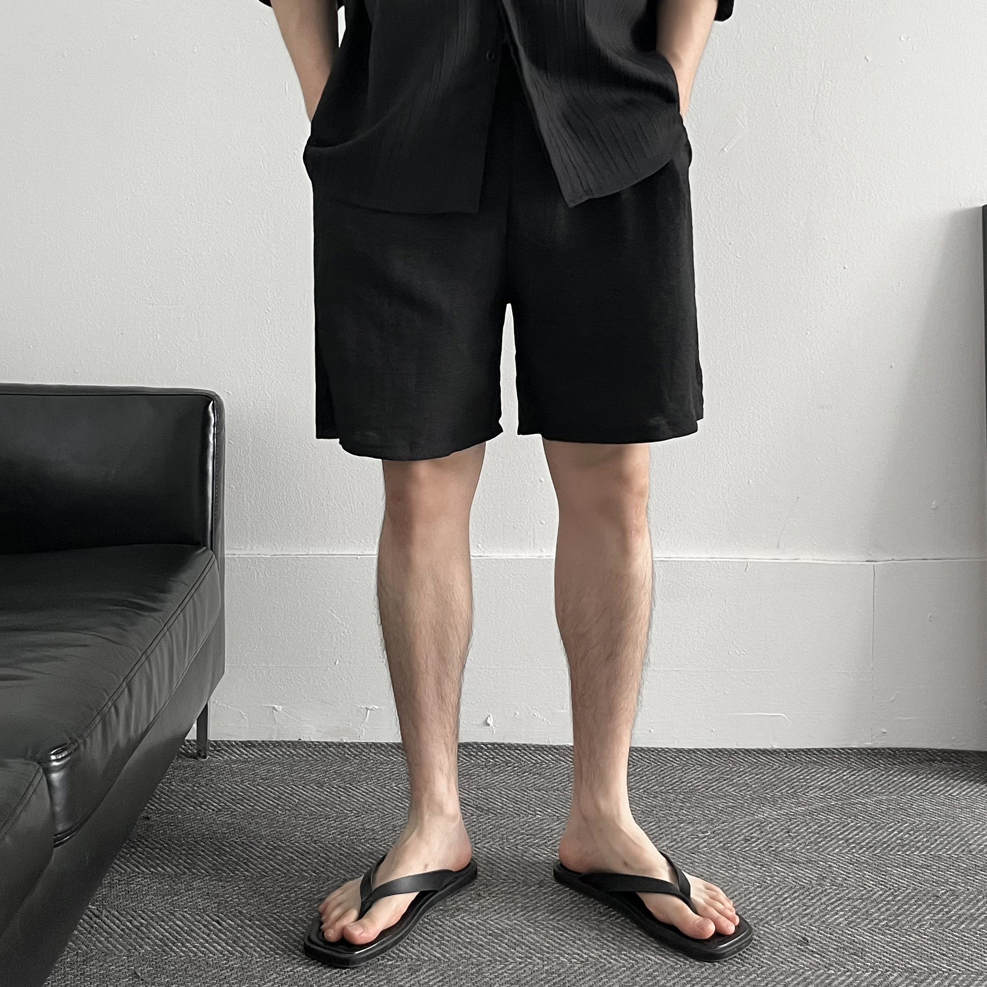 1+1 남자린넨반바지 5부반바지 남자여름바지 - 상세 이미지 3