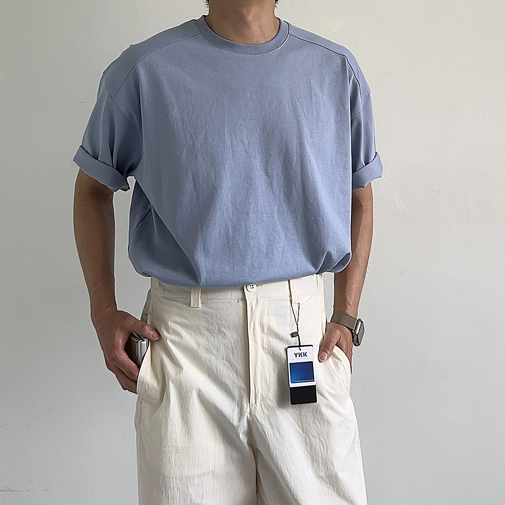 남자 반팔티 분또 절개 쿨 티셔츠 남자 오버핏 반팔 - 상품 이미지