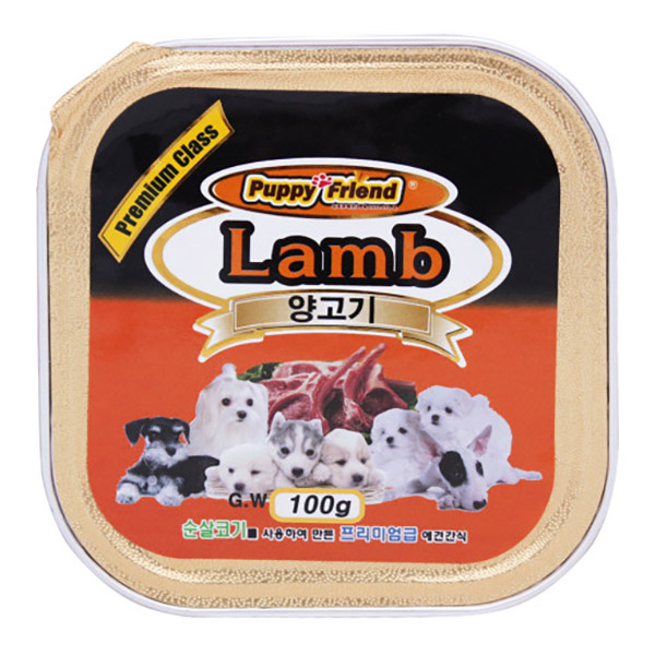 퍼피프랜드 강아지캔 강아지통조림 애견 습식 유동식 양고기(사각), 100g, 1개 - 상품 이미지