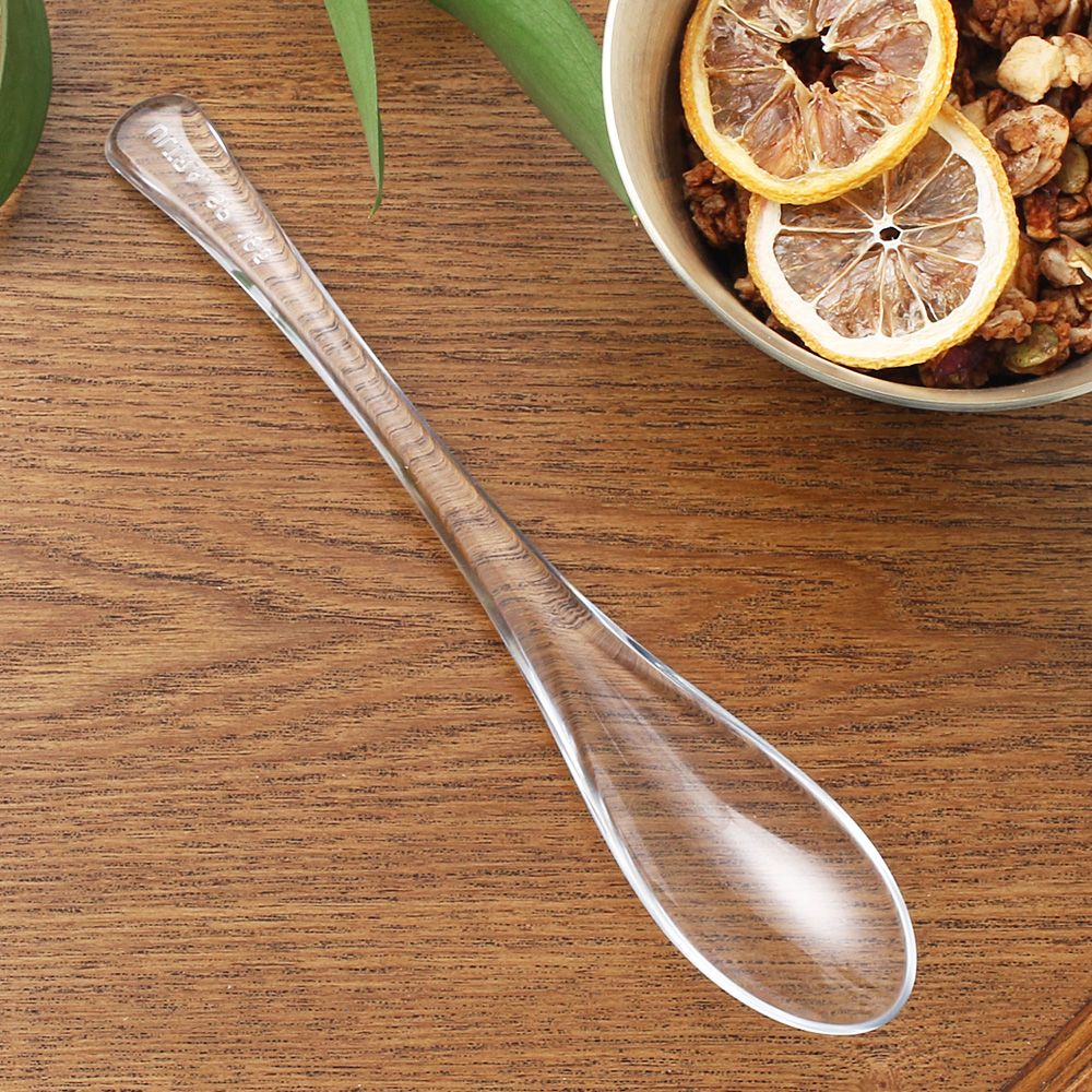 플라스틱 달콤 빙수 스푼 화채 요거트 수저 숟가락 19.5cm, 투명 - 상세 이미지 5