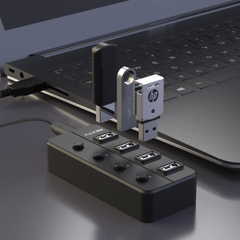 USB2.0 4포트 유전원허브 NEXT-704UHP+C타입 젠더 - 상세 이미지 3