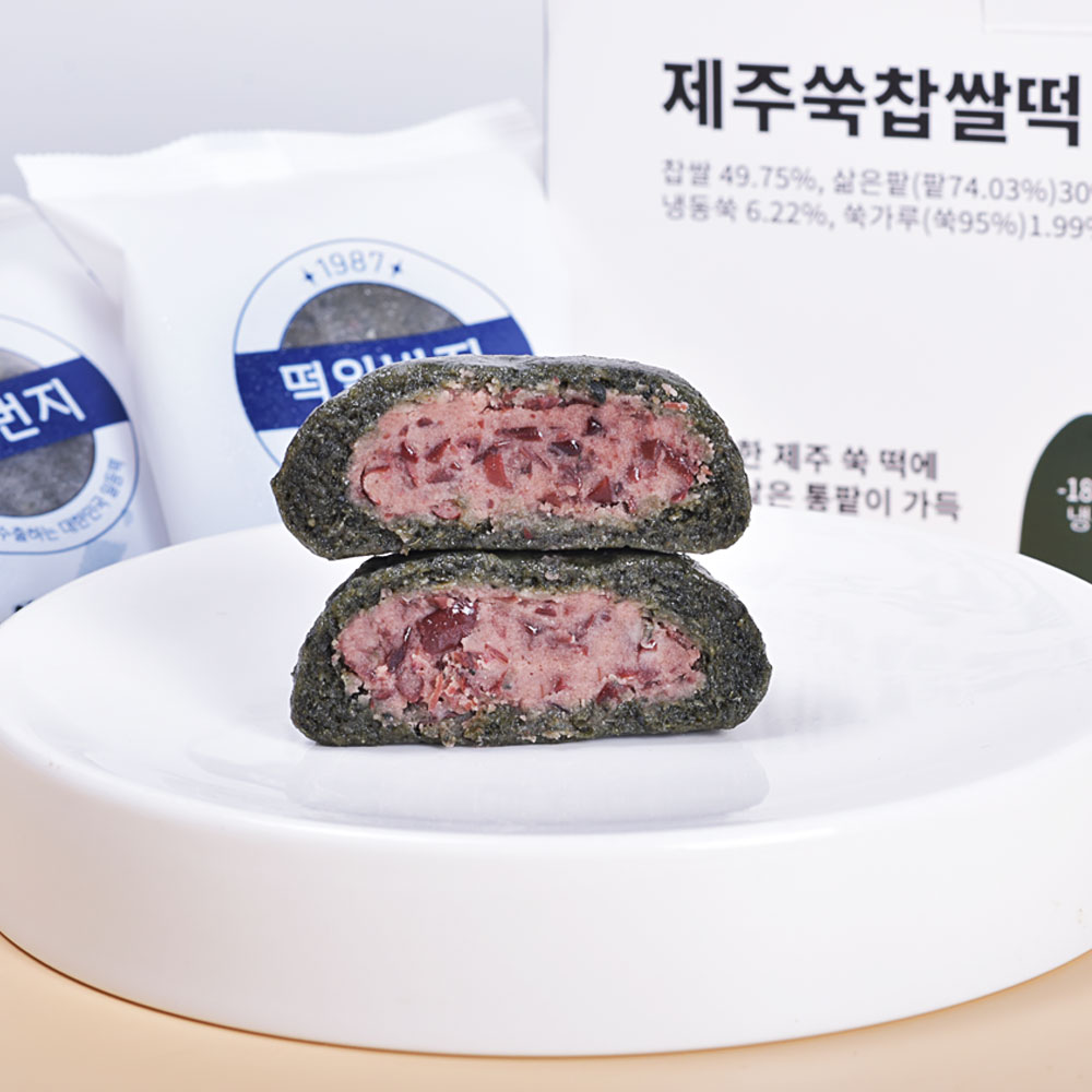 제주쑥 통팥가득 찹쌀떡 국내산 쌀 100% 저당 건강간식 6개입개별포장 - 상세 이미지 3