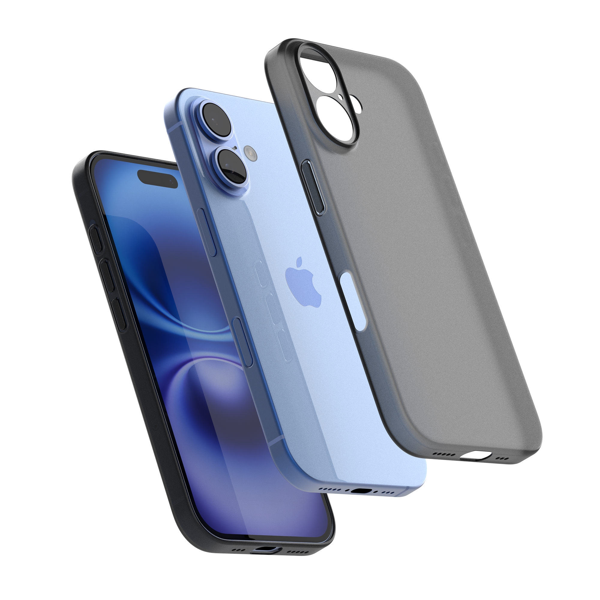 고스트핏 0.6 매트 아이폰 생폰케이스 투명 변색없는 케이스 그레이, 아이폰16 - 상품 이미지