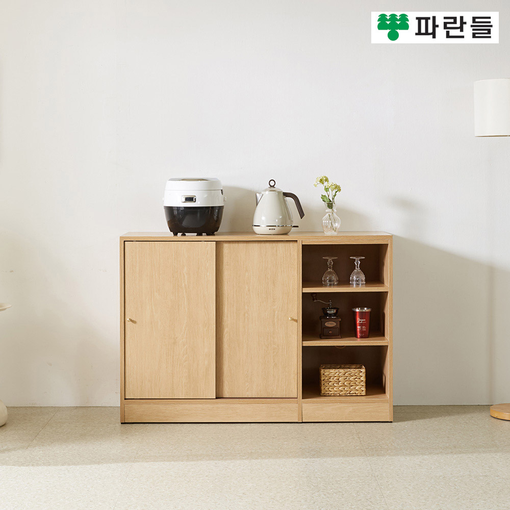 파란들가구1200 미닫이도어 수납장 슬라이딩 다용도수납장 - 메인 이미지